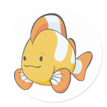 Happy Cartoon Clownfish Round Sticker