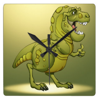 Happy Cartoon Dinosaur Giving the Thumbs Up! Wall Clocks