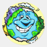Happy Cartoon Earth Stickers