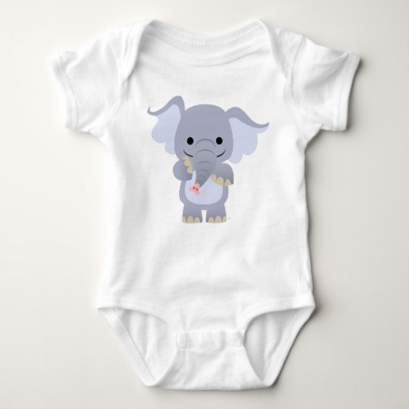 Happy Cartoon Elephant Baby Apparel Tshirt