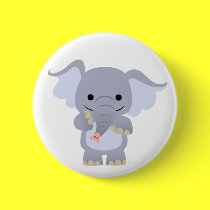 Happy Cartoon Elephant buttonne badge