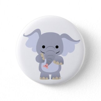Happy Cartoon Elephant button badge button
