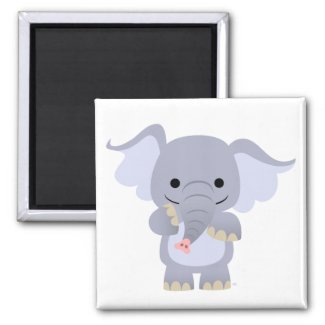 Happy Cartoon Elephant Magnet magnet
