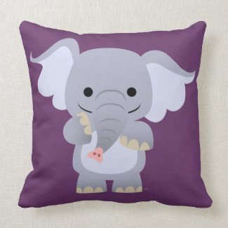 Happy Cartoon Elephant Pillow throwpillow