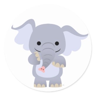Happy Cartoon Elephant Sticker sticker