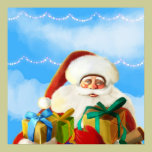 happy cartoon santa Poster posters