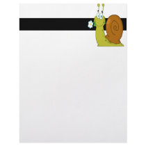 happy cartoon snail with flower letterhead template