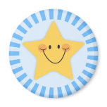 Happy cartoon star on blue magnet