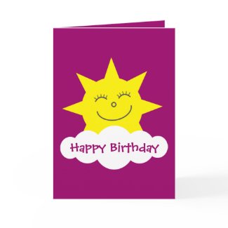 Happy cartoon sun pink birthday card card