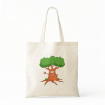 happy cartoon tree canvas bags