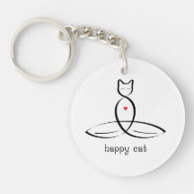Happy Cat - Fancy style text. Keychains