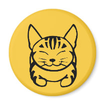 Happy Cat Magnet (black on yellow)