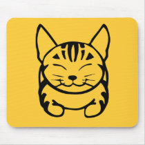 Happy Cat Mouse Pad (black on yellow)
