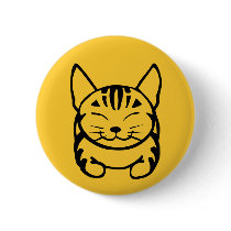 Happy Cat Pin  (black on yellow)