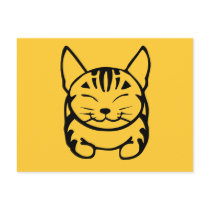 Happy Cat Post Card (black on yellow)