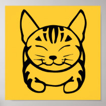 Happy Cat Poster (black on yellow)