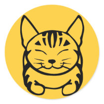 Happy Cat Sticker (black on yellow)