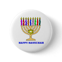 Happy Chanukah Menorah Button