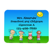 Happy Children Play in Sun, Kids Outdoors Vinyl Magnets