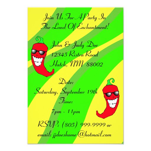 Happy Chiles Pepper Ristra Chile peppers NM themed Personalized Invites
