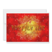 Happy Chinese New Year Dragons Greeting Card Invitations