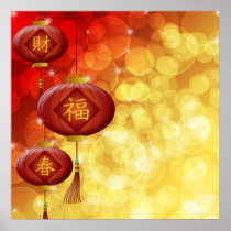 Happy Chinese New Year with Lanterns Illustration  Poster