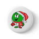 Happy christmas bowling ball wearing a santa cap buttons