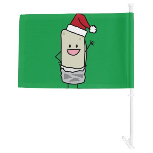 happy christmas burrito waving hello santa hat car flag happy christmas burrito waving hello santa hat car flag