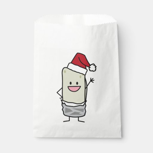 happy christmas burrito waving hello santa hat favor bag happy christmas burrito waving hello santa hat favor bag