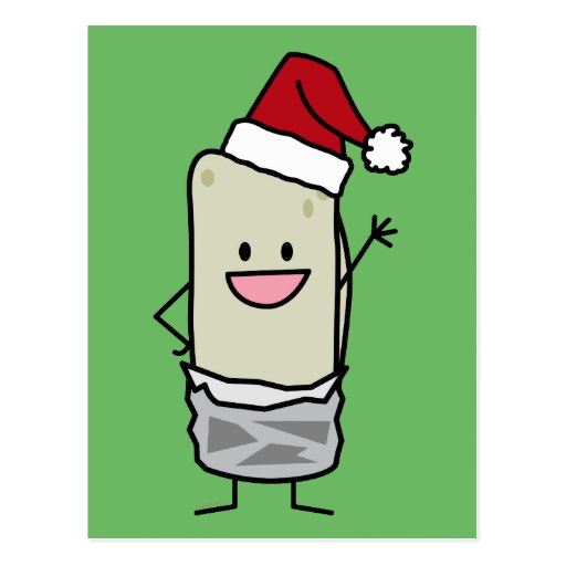happy christmas burrito waving hello santa hat postcard happy christmas burrito waving hello santa hat postcard
