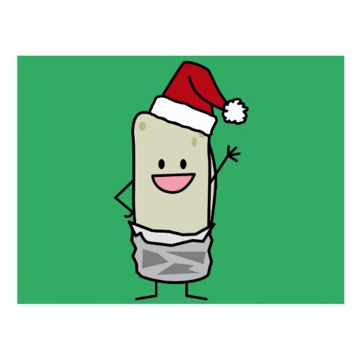 happy christmas burrito waving hello santa hat postcard happy christmas burrito waving hello santa hat postcard
