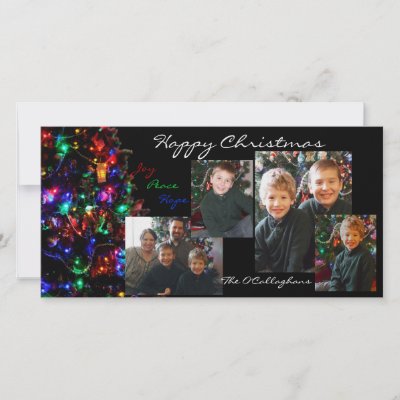 Happy Christmas Photo Card - Black Background