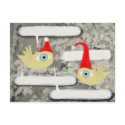 Happy christmas Santa Claus december bird postcard