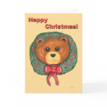 Happy Christmas Teddy Wreath Card