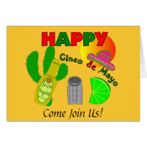 "Happy Cinco de Mayo" Lime, Tequila & Salt Design Greeting Card