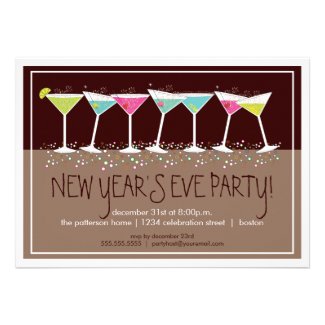 Happy Cocktails New Years Eve Party Invitation