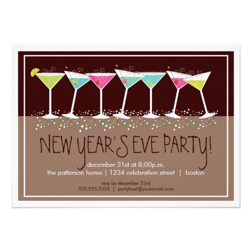 Happy Cocktails New Years Eve Party Invitation