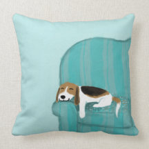Happy Couch Dog - Cute Beagle Relaxing Throw Pillow