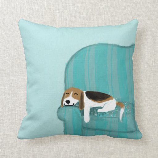 Happy Couch Dog - Cute Beagle Relaxing Pillow Zazzle