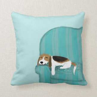 Happy Couch Dog - Cute Beagle Relaxing Throw Pillows