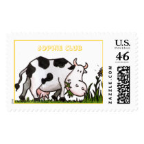 Happy Cow and Daisies postage by SophieClub Happy Cow and Daisies postage