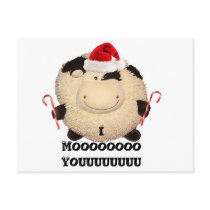 Happy Cow Christmas Card Postcard I Love You