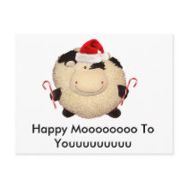 Happy Cow Christmas Card Postcard I Love You