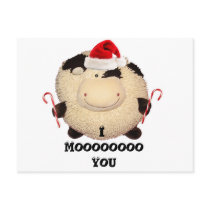 Happy Cow Christmas Postcard I Love You