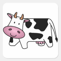 Happy Cow Square Stickers