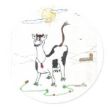 Happy Cow Round Stickers