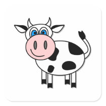 Happy Cow Sticker Square