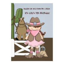 Happy Cowgirl - Birthday Party Invitation