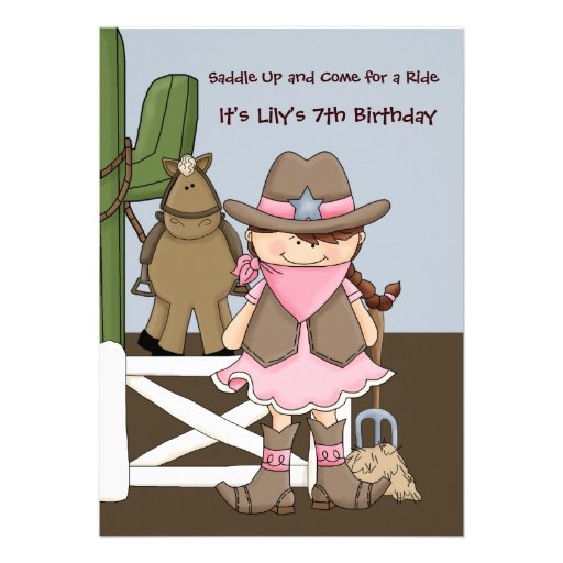 Happy Cowgirl - Birthday Party Invitation