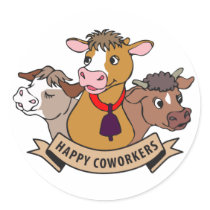 Happy Coworkers Round Sticker
